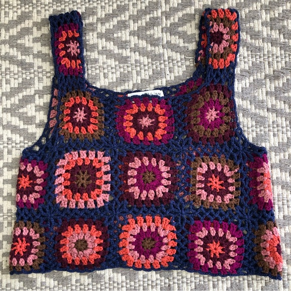 NATURAL LIFE Tops - Natural Life size S/M crochet crop top granny square festival boho